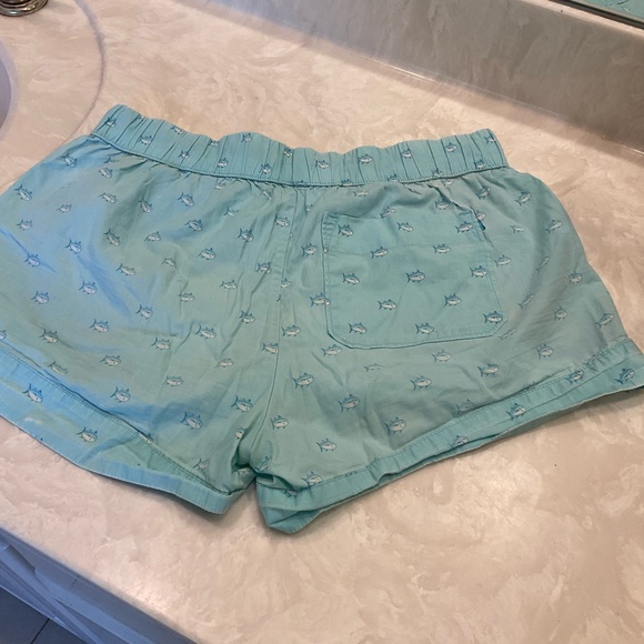 Southern Tide Cotton Shorts (2), sea green, navy plaid, drawstrings pockets Sz S - Picture 12 of 16